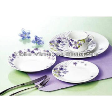 Western style purple flower printed dinner set